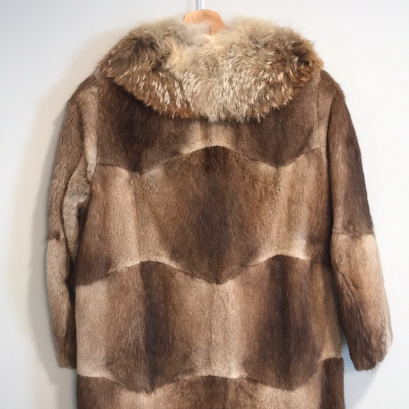 Authentic Real Fur Vintage Tan & Brown Fur Coat - Picture 6 of 13